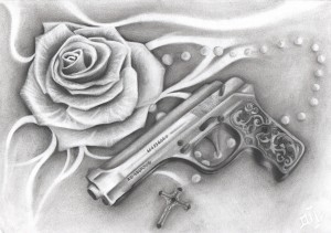 Gun and rose