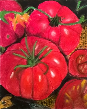 Tomates Pastels secs sur papier 